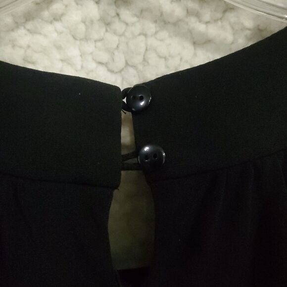 Collection Dressbarn Size 14 Sleeveless Handkerchief Hem Dress Black Gold - Picture 7 of 16